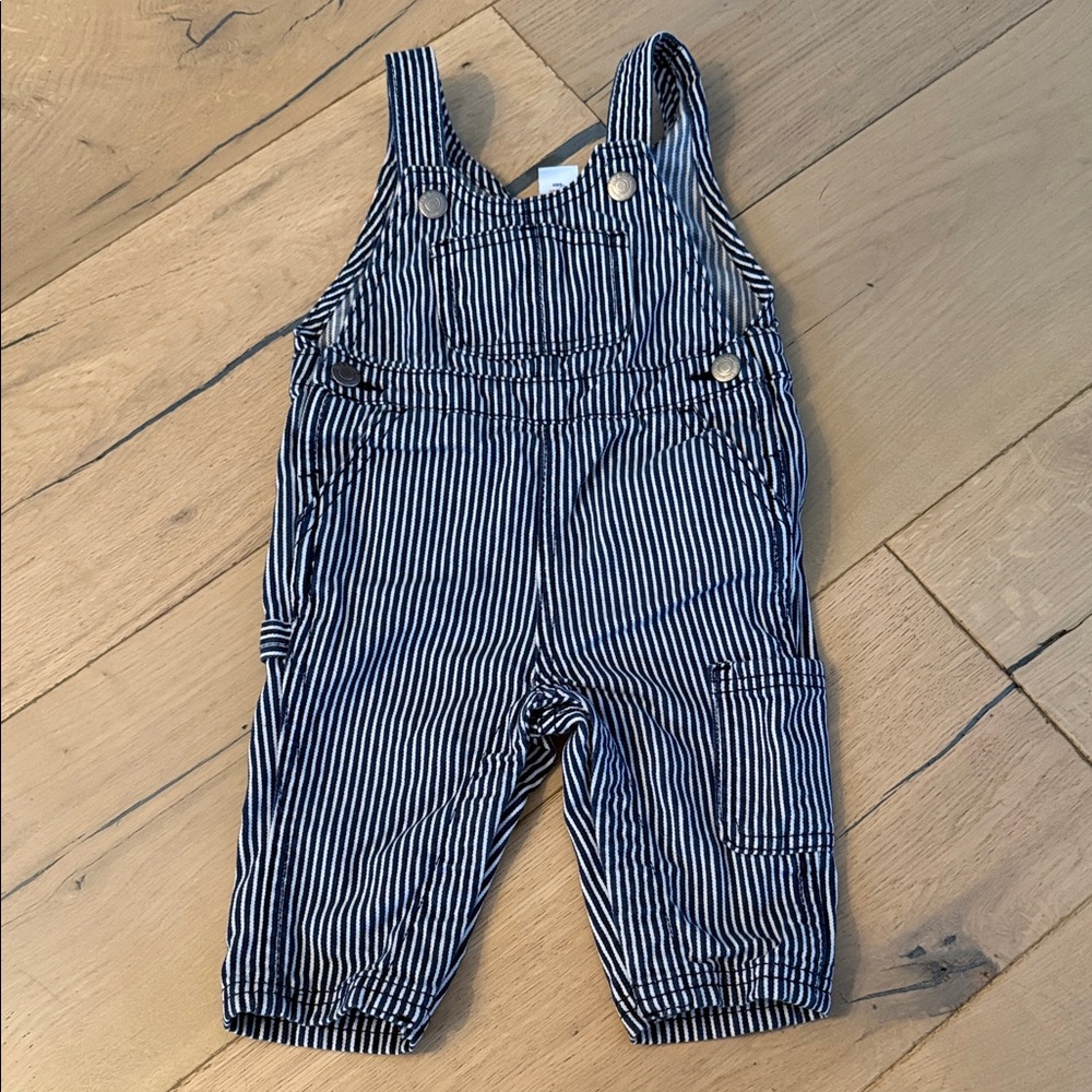 Old Navy Navy Striped Baby Overalls